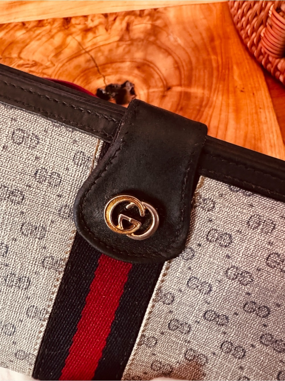 GUCCI Micro GG Logo Webbing PVC Leather Long Bifold Wallet/converted Crossbody - Picture 6 of 17